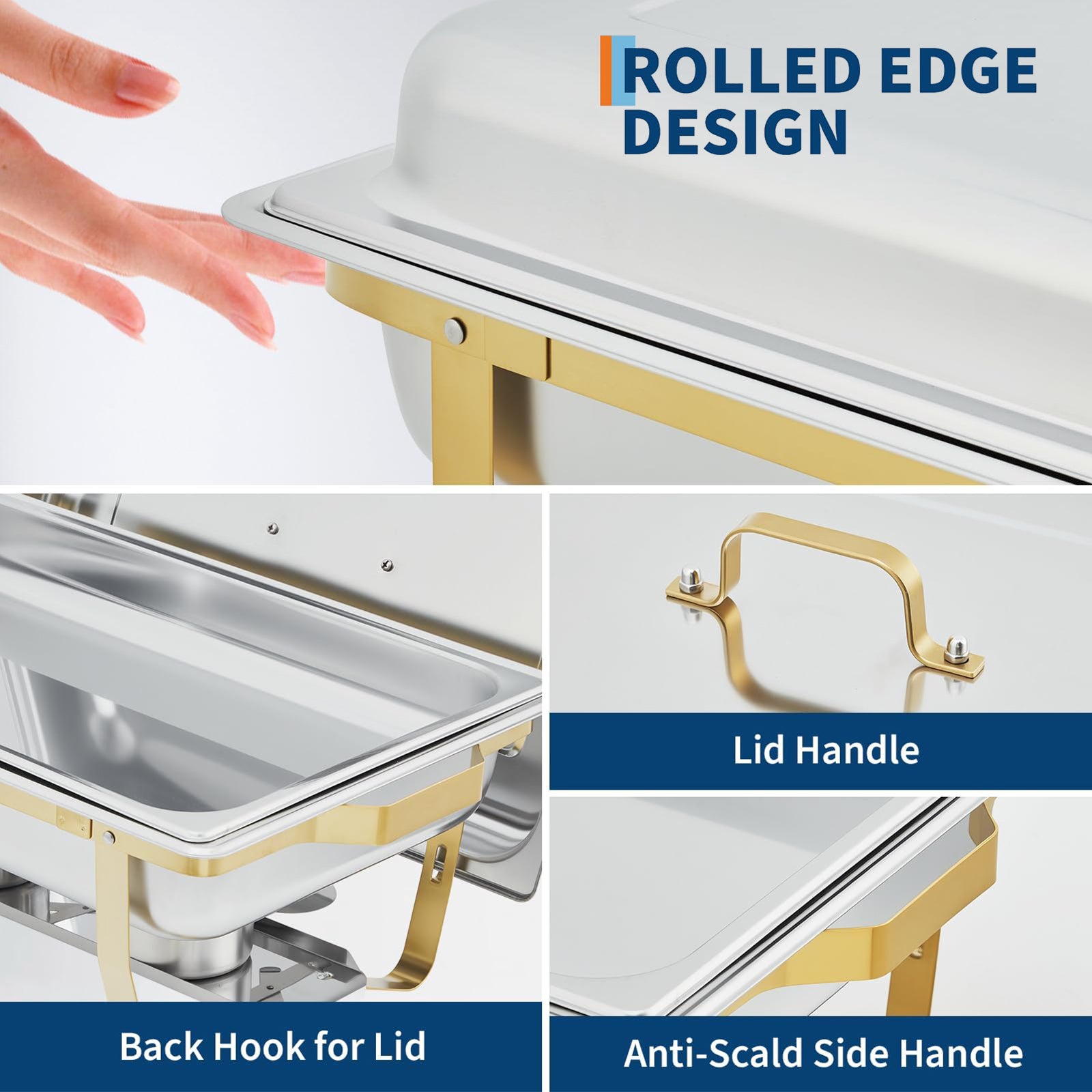 Garvee Chafing Dish 8QT Edelstahl Dual-Temperatur Warmhalteplatte Für Party Catering Buffet Hotel Restaurant Mit 6 Teilen Set