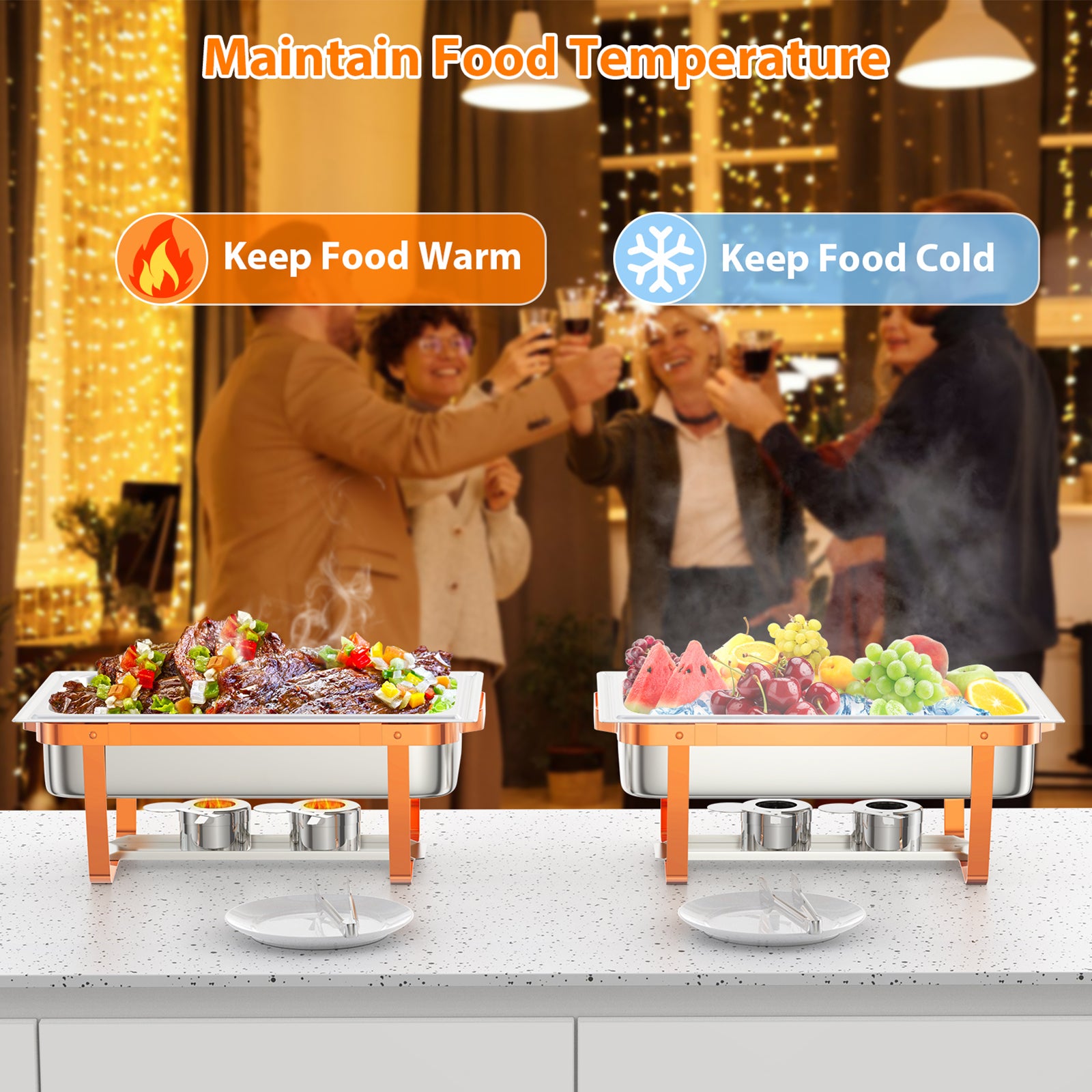 Garvee Chafing Dish 8QT Edelstahl Dual-Temperatur Warmhalteplatte Für Party Catering Buffet Hotel Restaurant Mit 6 Teilen Set