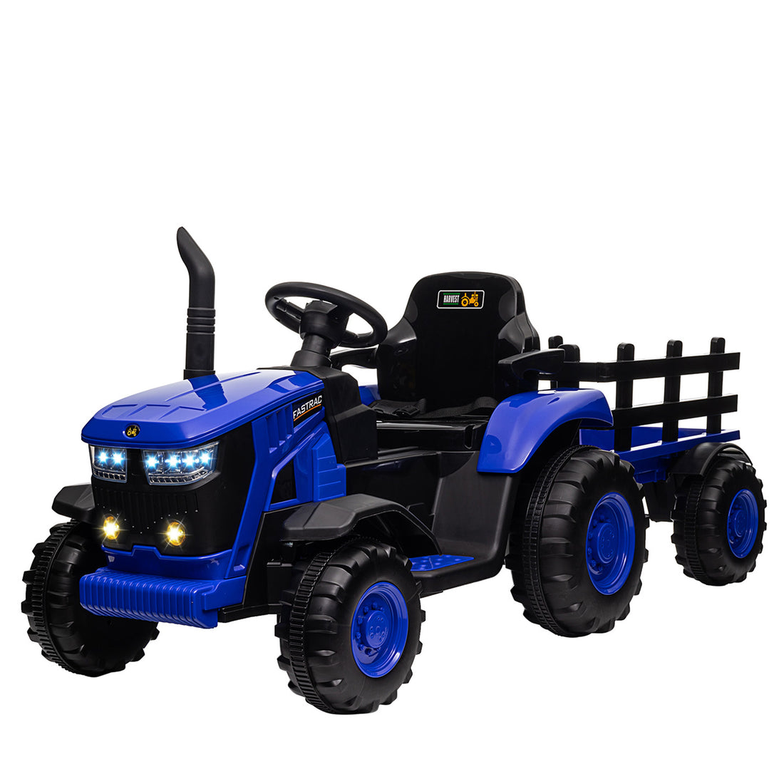 Garvee 12V Elektrischer Kindertraktor Mit Anhänger, Musik, Hupe & USB, Scheinwerfer, Für Kinder, Mehrfarbig