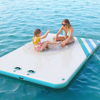 Garvee Aufblasbare Schwimmplattform 3 x 3 m, Für 8–10 Personen, Rutschfest, PVC, Mit Leiter, Für See & Wasser