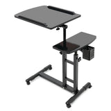 Garvee Mobiler Betttisch Auf Rollen Höhenverstellbar Neigbar Laptoptisch Für Krankenbett Pflegebett 60×40x65-95 cm Schwarz - Schwarz
