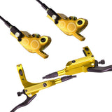Garvee MTB Hydraulische Scheibenbremsen Set, 4-Kolben, Aluminium, Gold, Für Mountainbike & E-Bike - Gold