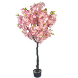 Garvee Künstlicher Kirschblütenbaum Hoher Topf Lebensechter Stamm Biegsame Äste Pflegeleicht Stabiler Blumentopf Indoor Wohnzimmer Dekor - Rosa