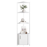 Garvee Badezimmerschrank mit 5 Ebenen, 147,3 cm, für Bad und Gäste-WC, Weiß - Weiß