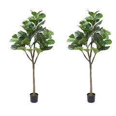 GARVEE 2 Stück künstlicher Feigenbaum, 5 Fuß/6 Fuß hoch, Dekorativer Künstlicher Geigenblatt-Feigen-Seidenbaum im Topf, für drinnen und draußen, Haus, perfekte 180cm fiddle leaf fig