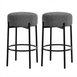 Garvee Barhocker 2er-Set, gepolstert, Metall & Bouclé, Modern, Dunkelgrau - Dunkelgrau
