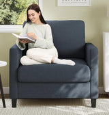 Garvee Sofa 1 Sitzer Polstersofa Mit Armlehnen & Wurfkissen Für Wohnzimmer Schlafzimmer Büro 86cm Weiß - 