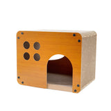 Garvee 2-in-1-Kratzbrett und Katzenhaus aus Wellpappe, Großer Kratzbaum Für Drinnen, 46 x 29 x 28 cm, Braun - Braun