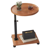 Garvee Mobiler Nachttisch Höhenverstellbar Mit Rollen Rundes Design Tragbar Für Zuhause Büro Arbeitszimmer Schlafzimmer Naturholz - Holzfarbe