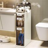 Garvee 4-Stöckiger Schlanker Badschrank Mit Transparenten Schubladen Und Rollen Für Bad & Küche, Platzsparend, Wasserdicht, ABS & PP, Silber