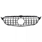 Garvee Kühlergrill für Mercedes C W205 2014-2018, Chrom, ABS Material, Front-Upgrade, Einfache Montage, Silber
