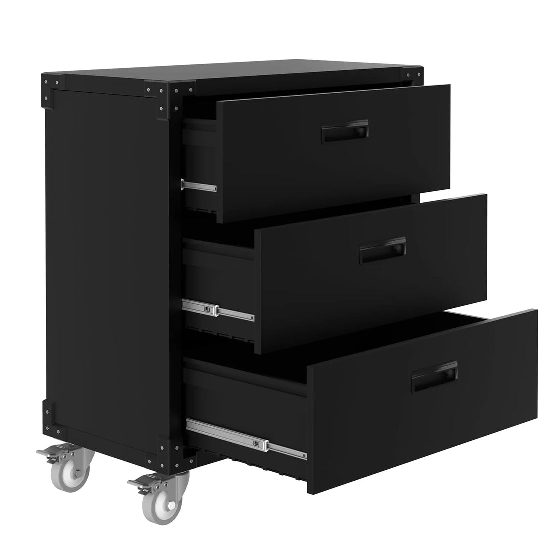 Garvee Werkzeugschrank Mit 3 Schubladen, 80×42 cm, Metall, Schwerlast, Auf Rollen, Schwarz