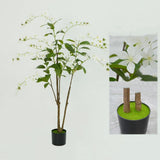 Garvee Künstlicher Jasminbaum 5ft Weeping Design Real Touch Seide Weiß Mit Topf Für Wohnzimmer Büro - Wie gezeigt