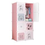 Garvee Modularer Kinderkleiderschrank DIY, Platzsparend, Robust, Rosa, Für Schlafzimmer & Flur - Rosa