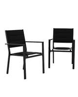 Garvee 2 Stück Metall Stapelbare Patio Essstühle Mit UV-Beständigem Textilene Für Garten Und Terrasse, Leicht, Wetterfest, Aluminiumrahmen, Schwarz