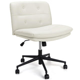 Garvee Bürostuhl Criss Cross mit breitem Sitz und verstellbarem PU-Leder für Heim- oder Büroarbeiter Beige - 
