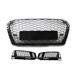 Garvee Sportlicher Wabengitter-Kühlergrill Garvee für Audi A4 B9 S-Line 2017-2019, glänzend schwarzes ABS, Komplettset für Auto