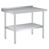 Garvee Edelstahl Arbeitstisch 48x24" Mit Rückwand, Verstellbarem Unterschrank Für Restaurant & Zuhause, 0,8mm Dick, Robust, Rutschfest
