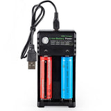 Garvee Ladegerät für 18650 Batterien USB 2 Steckplätze Unabhängiges Laden Mehrfachschutz Robustes ABS für Zuhause und Reisen Geeignet für 10440-26650, Schwarz