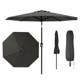 GARVEE Sonnenschirm 272 cm, UV50+ Schutz, 8 Rippen, Kurbel und Neigefunktion, Polyester, Gartenschirm für Terrasse & Garten, Grau - Grau