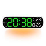 Garvee Digitaler LED Wanduhr 35cm Mit Großem Display, 9 Helligkeitsstufen, Temperaturanzeige, Speicherfunktion, Grün Für Küche & Büro - Wie gezeigt