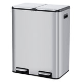 Garvee Mülleimer Küche 2 x 30L Edelstahl Mülltrennsystem Doppelfächer Geräuscharm Silber 60L