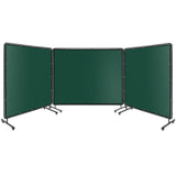 Garvee Schweißschutzschirm 3 Panel 2.4 x 2 m, Stahlrahmen, Flammhemmend, UV-Schutz, PVC, Mit Rollen - Grün