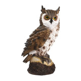 GARVEE Eulenfigur aus Kunstharz, 17 cm Realistische Gartendekoration, Wetterfest und Detailreich für Garten, Terrasse, Balkon, Hof und Büro, Braun - Braun