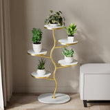 Garvee 5-Stufiges Pflanzenregal Metall Blumentopfständer Platzsparend Asymmetrisch Für Balkon Wohnzimmer Garten - grün