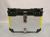 Garvee Motorrad-Topcase Moto 65l Aluminium mit Schnellverschluss und Reflektoren für Reise, Wetterfest, PU-Futter, Silber - Silber