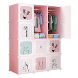 Garvee Modularer Kinderkleiderschrank DIY, Platzsparend, Robust, Rosa, Für Schlafzimmer & Flur - Rosa