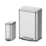 Garvee Edelstahl 50L Mülleimer Mit Pedal, Soft-Close Deckel, Rechteckig, Geruchsdicht Für Küche Und Bad, Silber