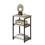 Garvee 3-Stufiger Beistelltisch Mit Metallrahmen, Verstellbare Füße, Kompakt, Stabil, Grau Für Wohnzimmer & Schlafzimmer - 