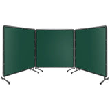 Garvee Schweißschutzschirm 3 Panel 1.8 x 2 m, Stahlrahmen, Flammhemmend, UV-Schutz, PVC, Mit Rollen - Grün