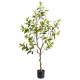 Garvee Künstlicher Osmanthus Baum 1,4m Mit Lebensechten Blättern & Blumen, Verstellbare Äste, PU Material, Wartungsfrei Für Innen & Außen Grün