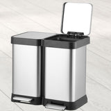 Garvee Doppel-Mülleimer Edelstahl 2x20L Mit Pedal Soft-Close Deckel Für Küche Rechteckig Silber