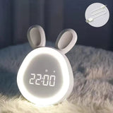 Garvee Kinderwecker Kaninchen, LED Digital, Dual Alarm, Nachtlicht, Für Kinderzimmer, Weiß - Weiß