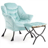 Garvee Silln Lazy con Otomana Plegable Tela Transpirable Estructura de Acero Para Sala y Oficina Grande Negro