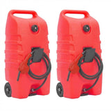 Garvee Benzintank 53 L mit 305 cm Schlauch, 2 Messingventilen, 15 cm Rädern für Garten und Boote, UV-beständiges Polyethylen, Rot - Rot