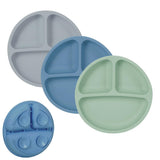 Garvee Baby Teller Silikon Rutschfest Kinder Tischset Mit Saugnapf BPA-Frei Für Kleinkind 3 Pcs Blau Grün Grau