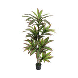 Garvee Künstlicher Dracaena Baum 4ft/5ft Mit Langlebigen Zweigen & Blättern, Seidenstoff, Pflegeleicht, Schwarzer Topf Für Wohn- & Büroräume Grün - Wie gezeigt