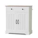 Garvee Holzsideboard mit gerillten Türen und Stauraum für die Küche Weiß, mit Ablage, mit Schubladen