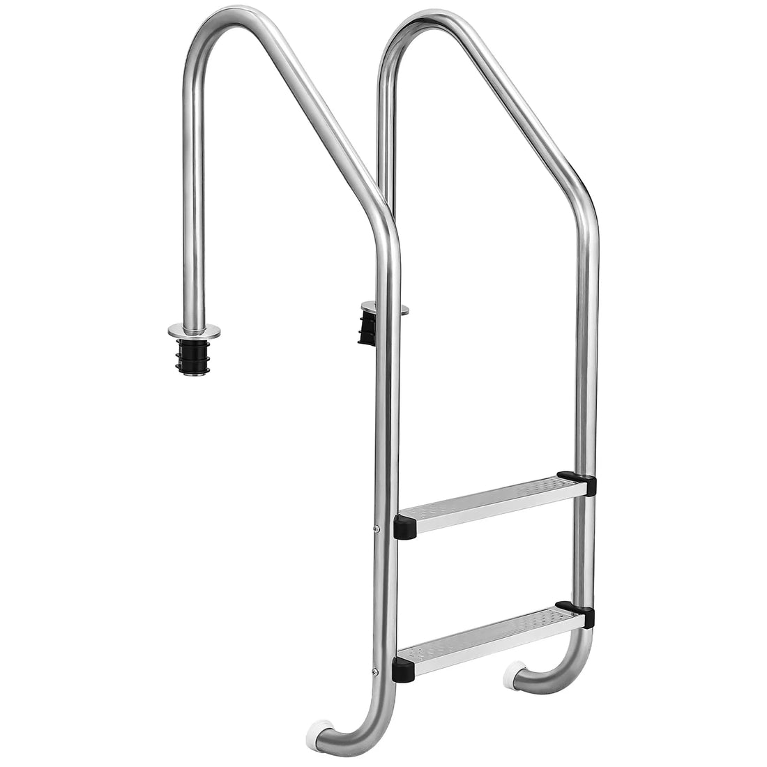 Garvee 2-Stufen-Poolleiter aus 304-Edelstahl, Schwimmbadleiter für eingelassene Pools, rutschfeste Stufen, stabiler Handlauf, robuste Edelstahlleiter für Schwimmbecken