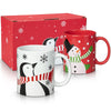 Garvee 2Stück Weihnachtstassen Keramik Kaffeetassen Mit Weihnachtsmotiven Für Zuhause,  Große Kapazität, Rot Und Weiß