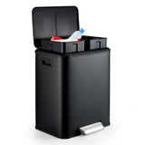 Garvee Doppel-Mülleimer Edelstahl 8 Gallon Mit Deckel Und Fußpedal Für Küche Und Recycling, 2 Fächer, Kompakt, Geräuschlos