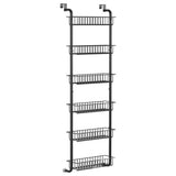 Garvee Tür Hängeorganizer, 6 Körben Türregal Zum Einhängen, Küche Organizer Gewürzregal Wand Küchenregal Hängend Tür Organizer Für Bad, Küche, Speisekammer, Ohne Bohren, Schwarz, 39cm B X 27cm T X 160cm H