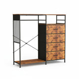 Garvee Leuchte mit 6 Schubladen, LED-Beleuchtung, integrierte Ladestation, 125 cm, für Wohnzimmer und Esszimmer, Braun - Braun