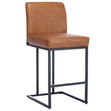 Garvee 24" Barhocker Mit Rückenlehne PU-Leder 3,7" Schaumstoff Schwarzer Metallrahmen Für Kücheninsel Modernes Design Schwarz - 