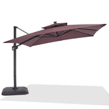 Garvee Ampelschirm 3x3 m, 360° drehbarer Gartenschirm mit UV-Schutz, wasserabweisendem Polyesterbezug und Aluminiumgestell, Sonnenschirm für Terrasse & Garten, Braun - Braun