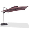 GARVEE Sonnenschirm 300cm x 270cm Rechteckig mit Ständer und Basis Enthalten, Solar-LED-Leuchten Groß Ampelschirm Terrassenschirm 360°Drehbar Parasol Windfest Gartenschirm für Garten Deck Outdoor, Brown
